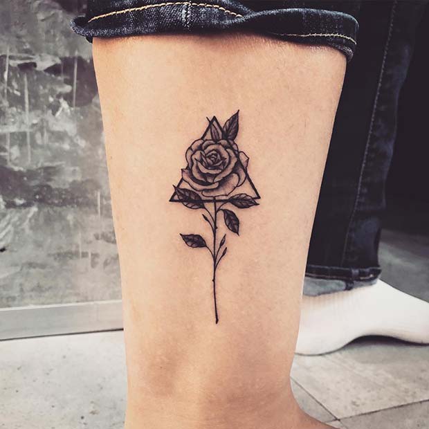 Geometric Rose Tattoo Design 