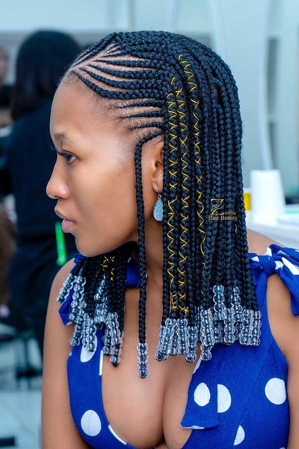 Glam Braided Hairstyle with Beads