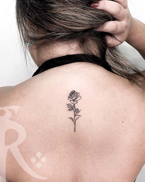 Gorgeous Rose Back Tattoo