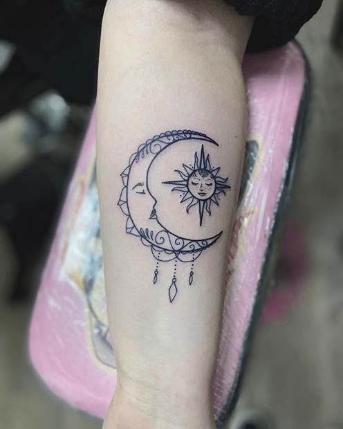 63 Most Beautiful Sun and Moon Tattoo Ideas - StayGlam