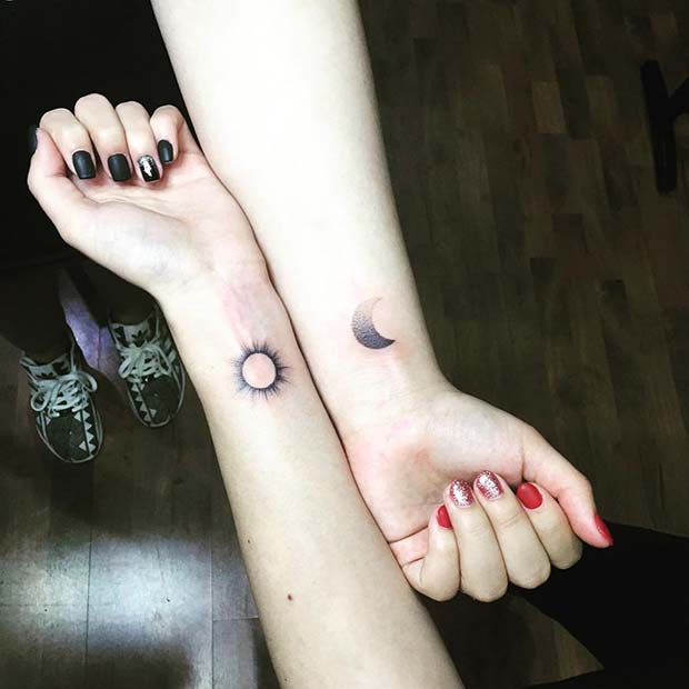 Simply Inked Sun  Moon Couple Semi Permanent Tattoo