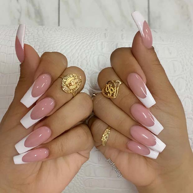 Nude Nails with White Tips