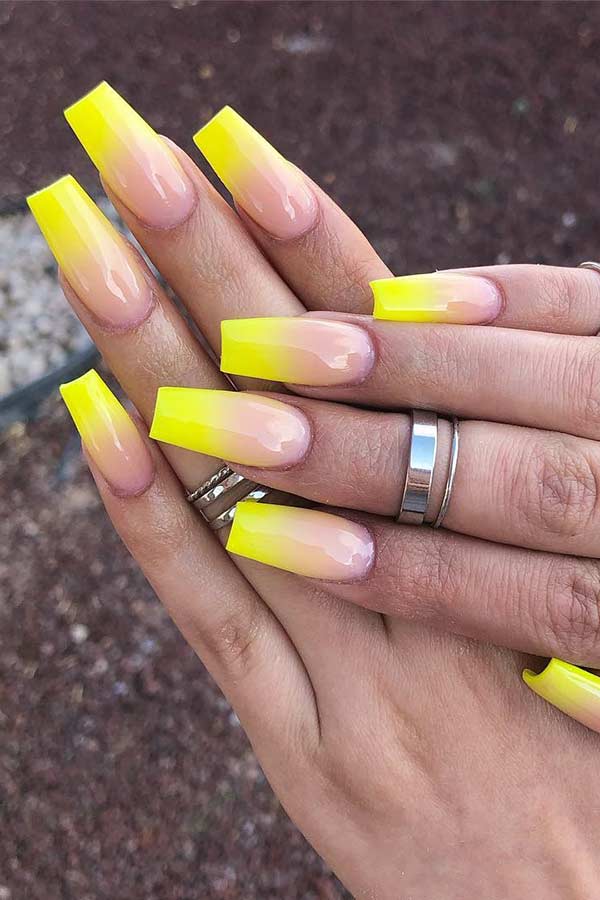 Nude to Yellow Ombre Nails