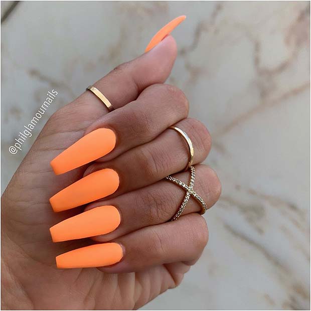 Pastel Neon Orange Nails