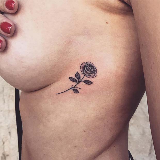 Small Rose Rib Tattoo