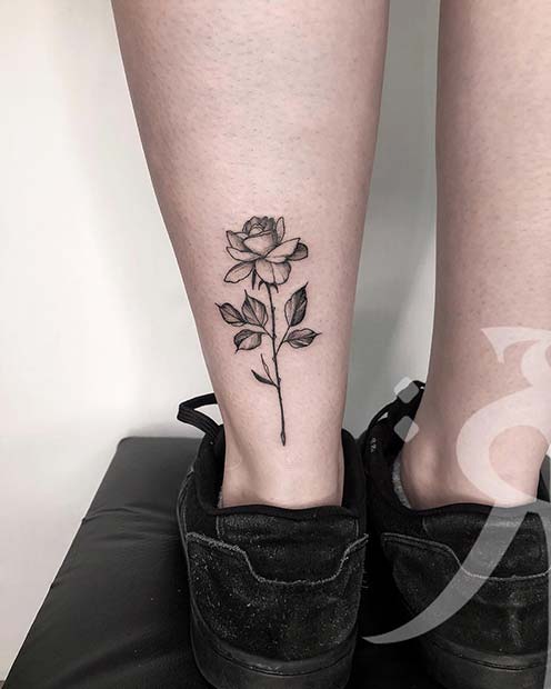 Single Rose On The Back of the Leg
