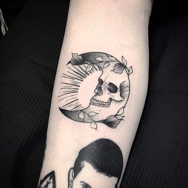 Skull Moon Tattoo Design 