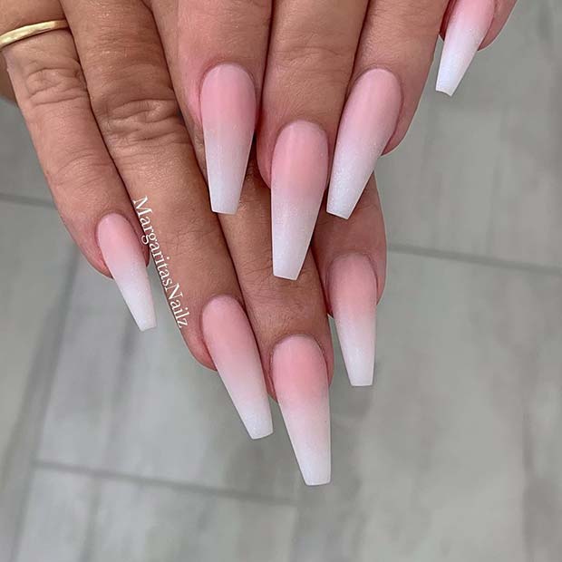 Soft and Pretty Long Wedding Nails
