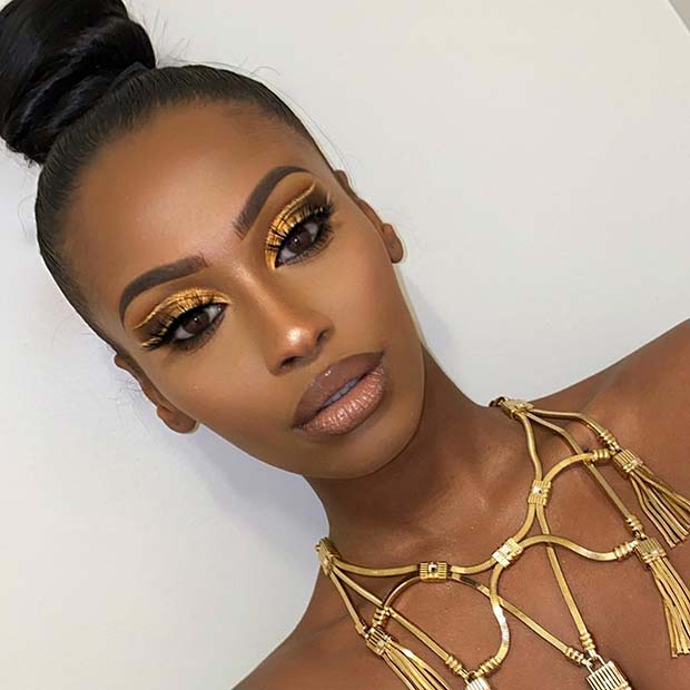 Soft glam makeup look for black women