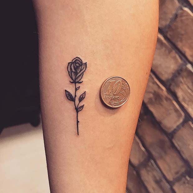 Small pink rose temporary tattoo