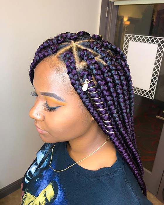 Trendy Purple Triangle Braids