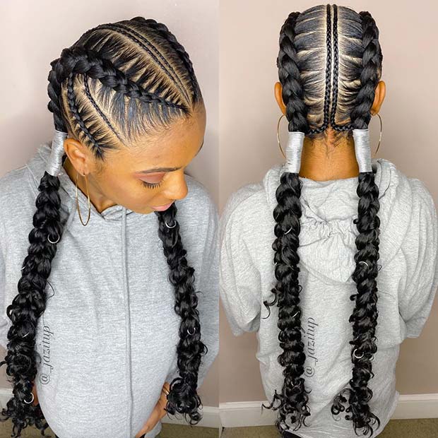 Two Bohemian Feed In Braids