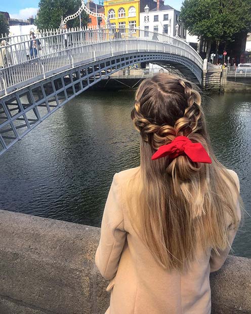 Two Braids with a Cute Scarf