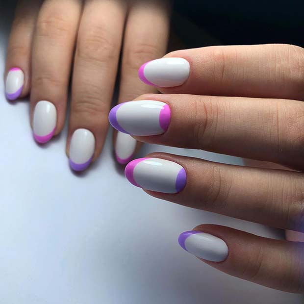 White, Pink and Purple Nails