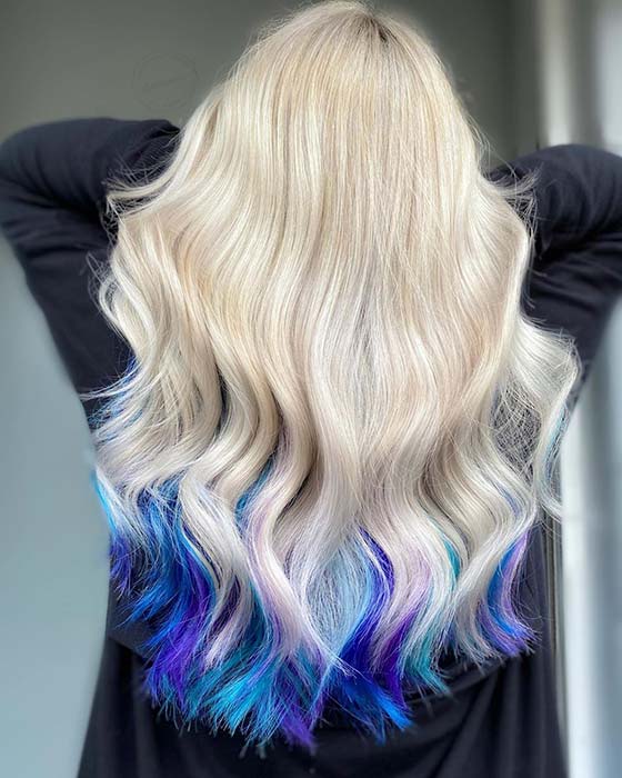 Blonde Hair with Blue Underlights