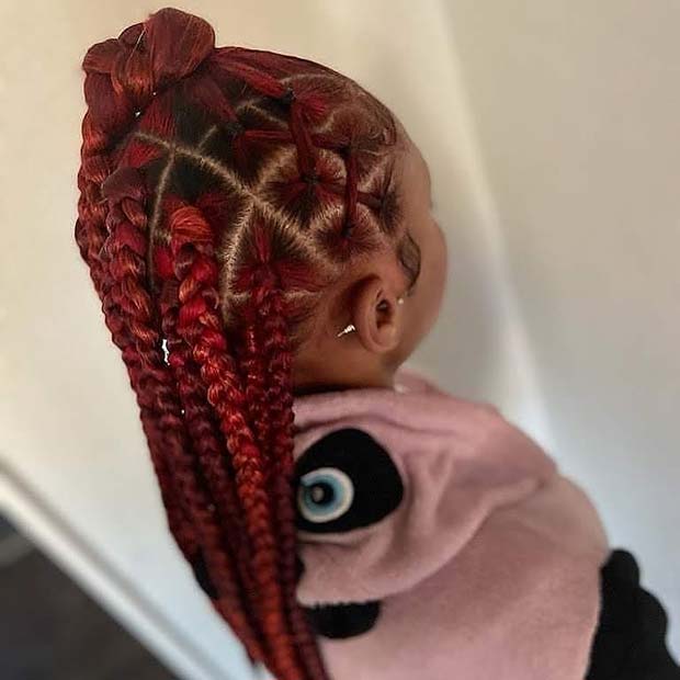 Bold Red Rubber Band Hairstyle
