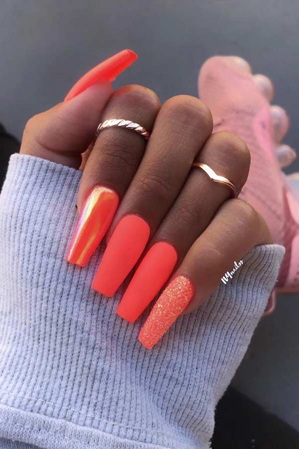 Bright Matte Orange Nails