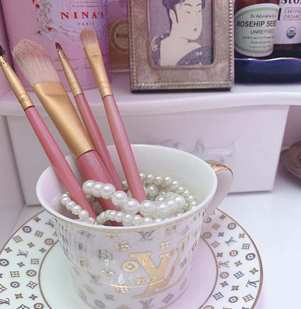 Makeup Brushes In A Teacup