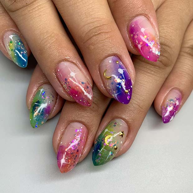Colorful Moon and Stars Design