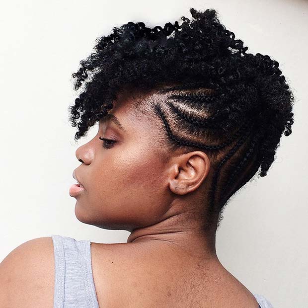 Cornrow Updo with Natural Curls