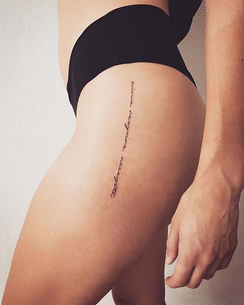 Top more than 67 thigh writing tattoos latest  ineteachers