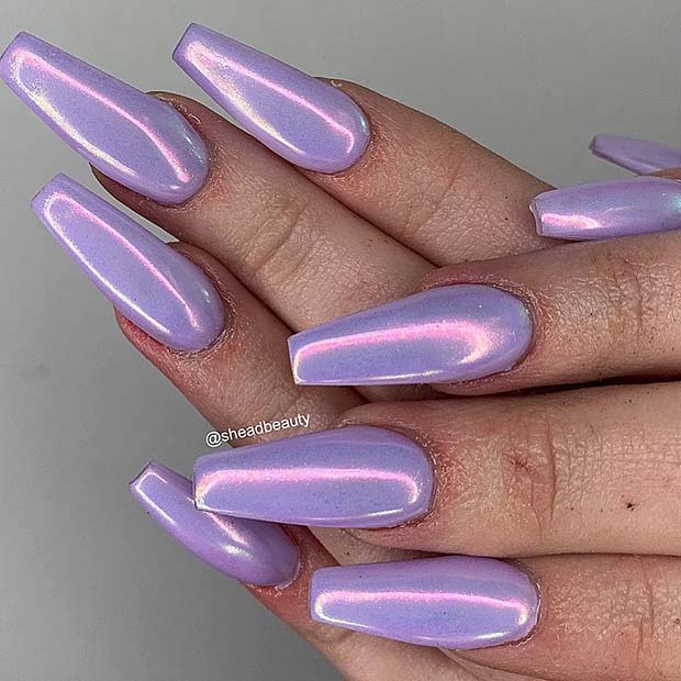 Holographic Lavender Nails