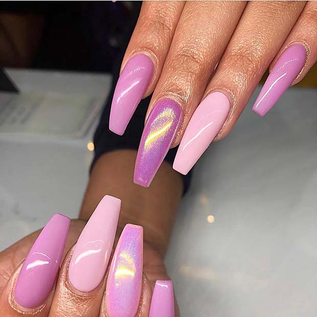 Lavender and Pink Coffin Nails