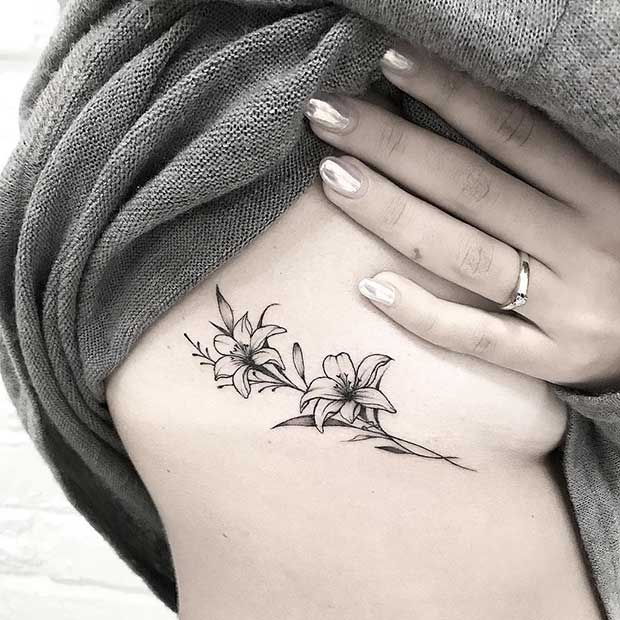 Lily Rib Tattoo Idea