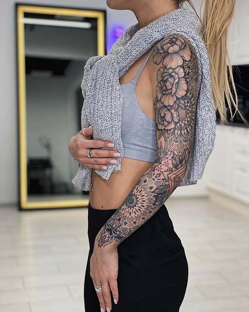 Mandala and Floral Sleeve