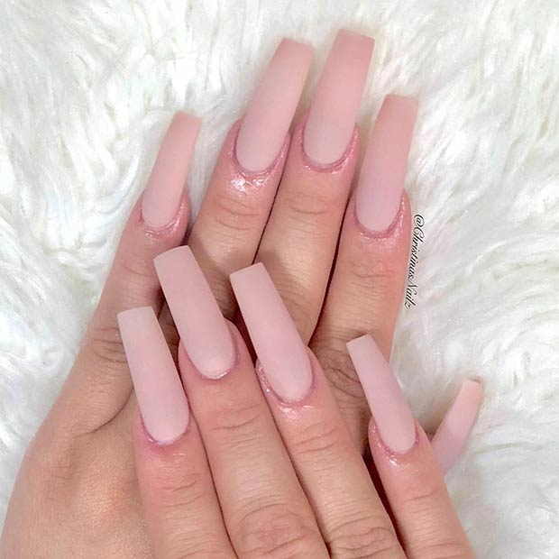 Matte Nude Square Acrylic Nails