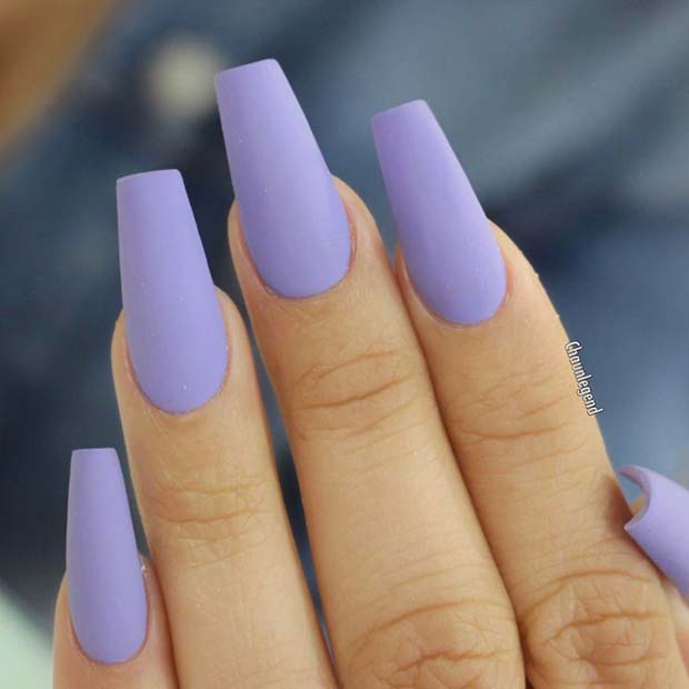 Matte Purple Coffin Nails