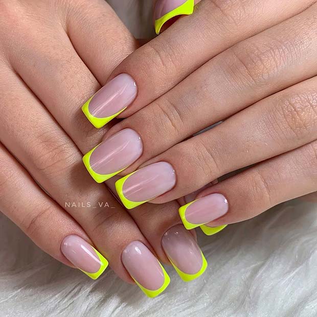 Nude Nails with Yellow Tips