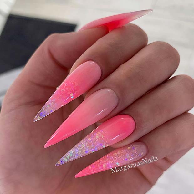Pastel Pink Stiletto Nails