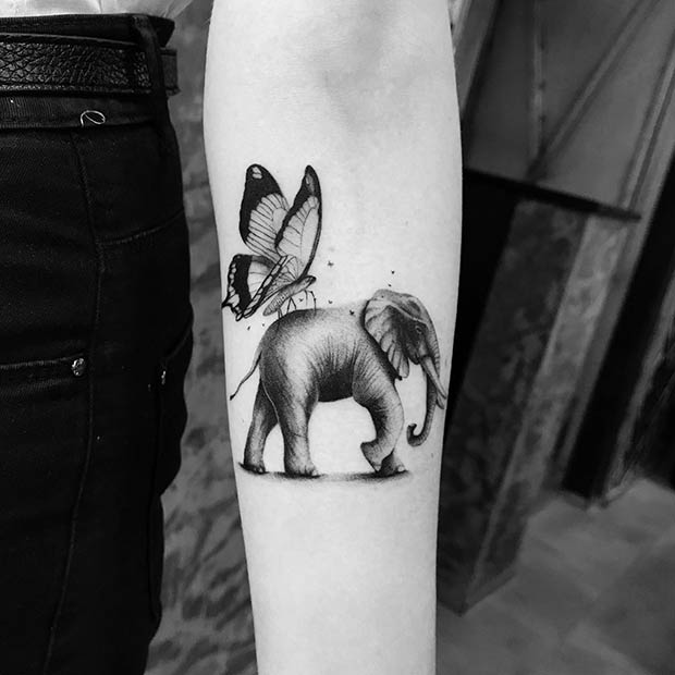 Realistic Elephant Tattoo Idea