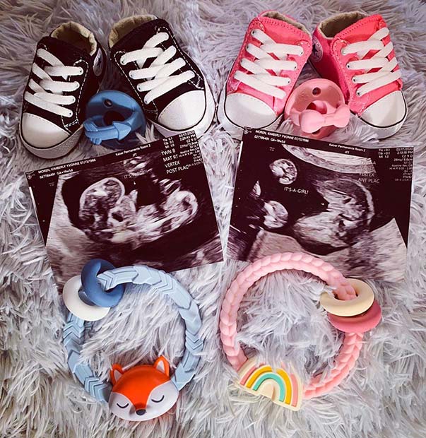 Scan Photos with Gender Reveal Toys and Shoes