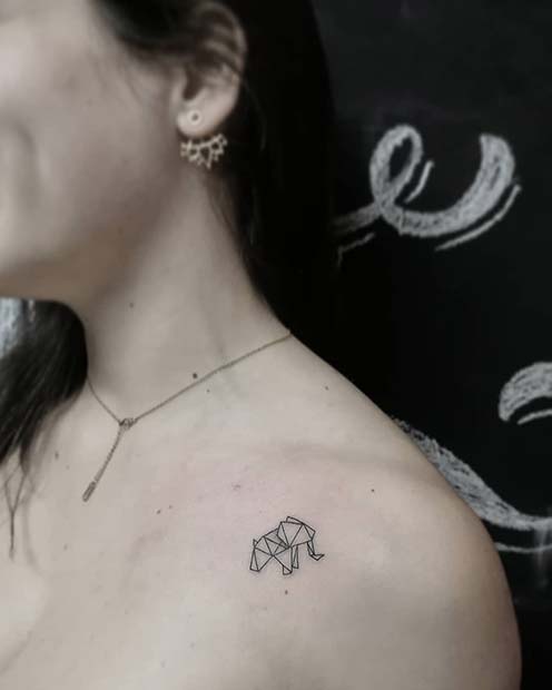 Small Geometric Elephant Tattoo