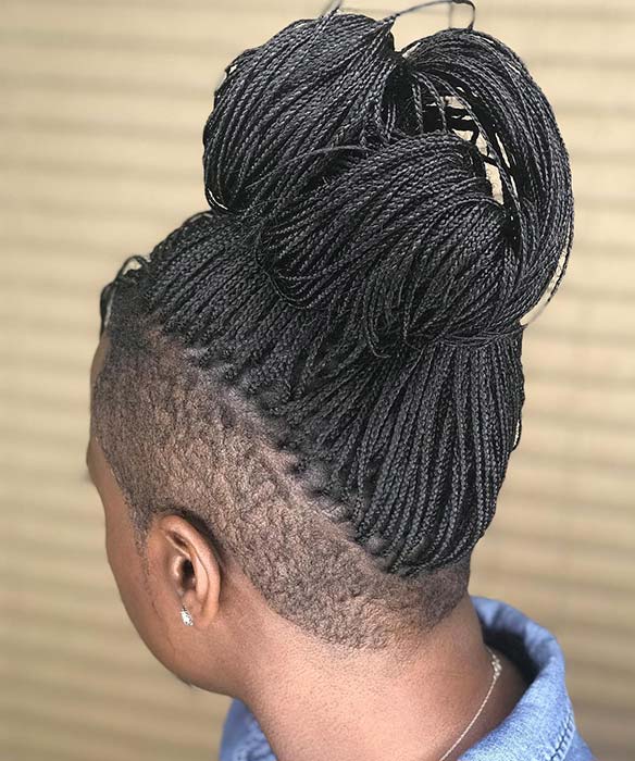 Micro Braids with Shaved Sides 
