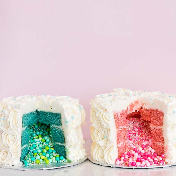 Twin Gender Reveal Cakes With Candy