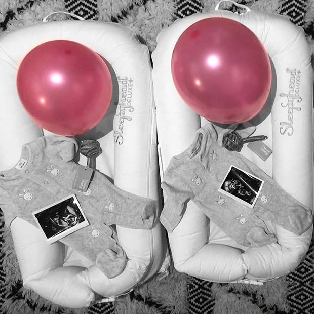 Twin Reveal with Colored Balloons