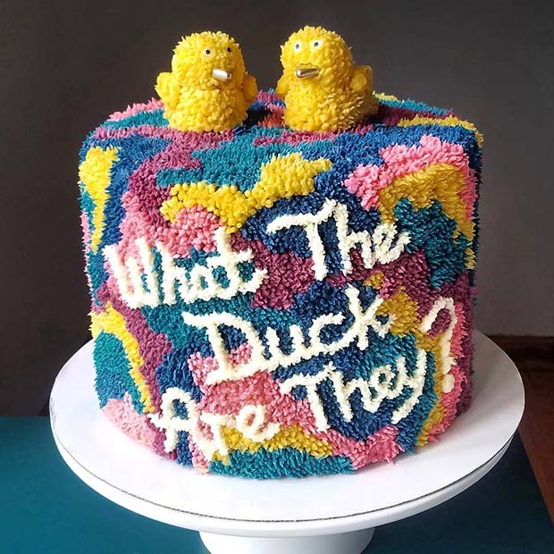 What The Duck Twin Gender Reveal Cake