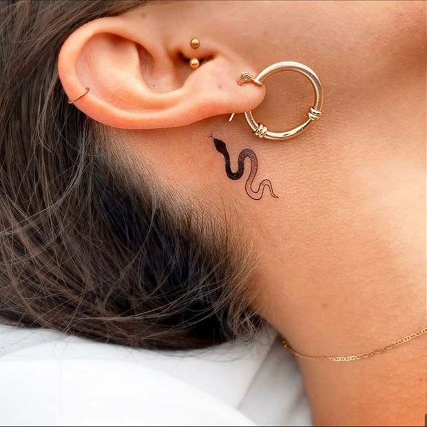 Small Behind the Ear Tattoo