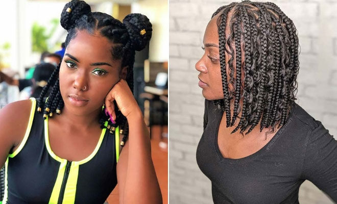 medium box braids bob