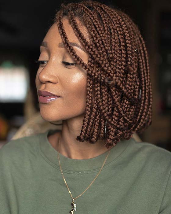 Brown Box Braids Bob 