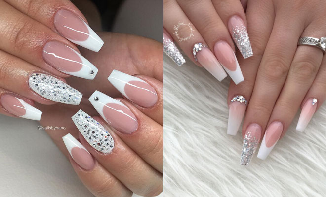 French tip with sparkles
