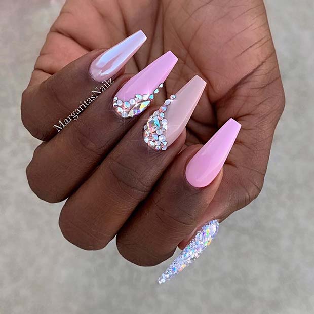 Glam Pink Ballerina Nails