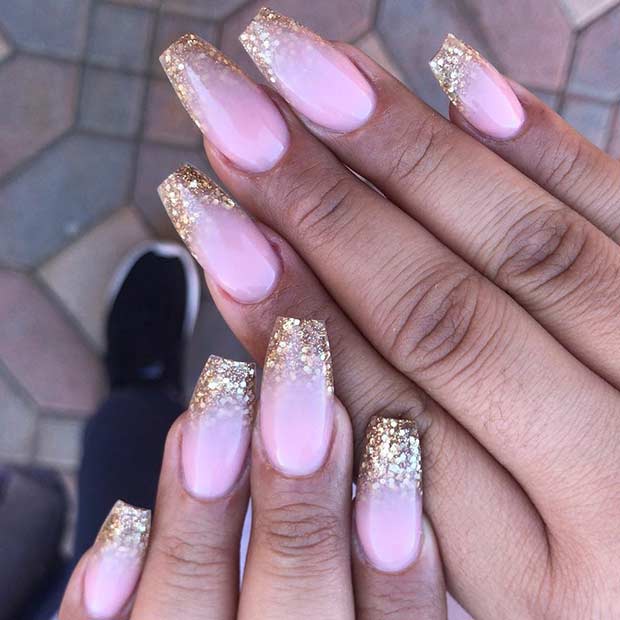 Gold Glitter Ombre Nails