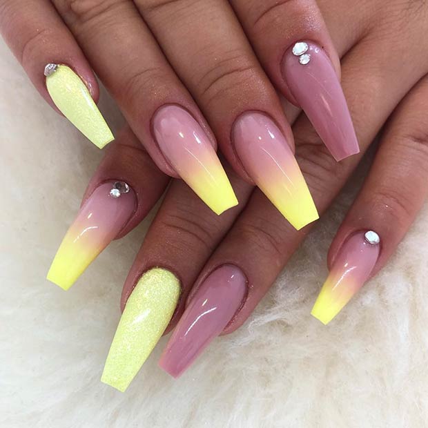 Pastel Yellow Ombre Nails