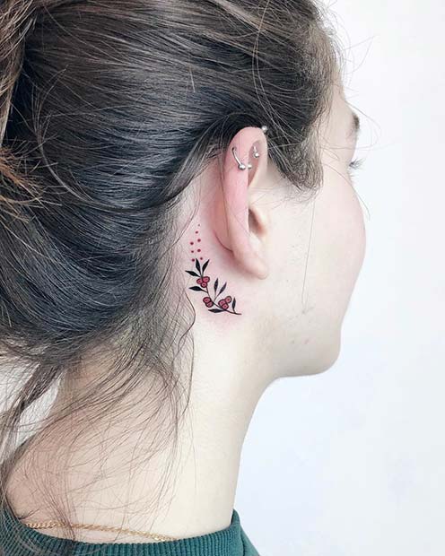 Pretty Behind the Ear Tattoo