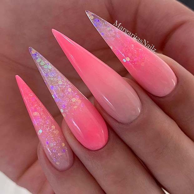 Pretty Pink Stiletto Nails