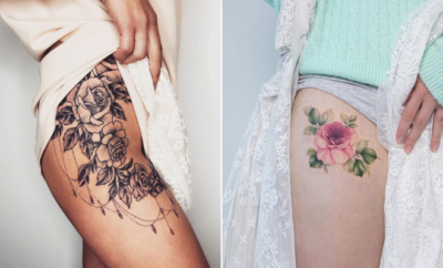 Rose Thigh Tattoo